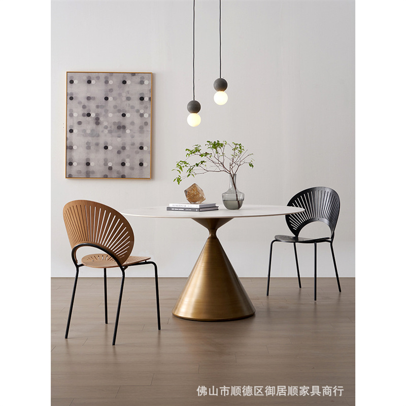 Placa de roca italiana mesa de comedor redonda simple moderna Luz de lujo pequeño apartamento integrado giratoria mesa de comedor Mesa Redonda