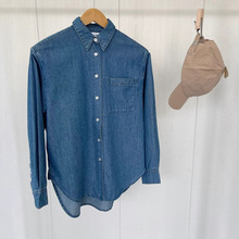 专柜1300+鱼家经典款女装25春季新款翻领简约纯棉长袖牛仔色衬衫