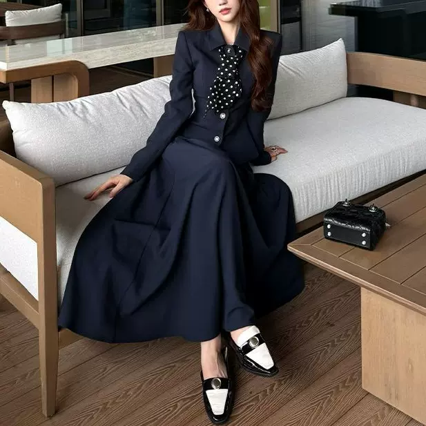 韩系新款2025秋新款气质西装套装职场长袖上衣外套半身裙两件套女