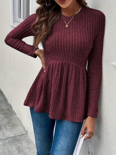 Crew Neck Rib Knit Sweater Rib Knit Crew Neck Sweater Cross-border