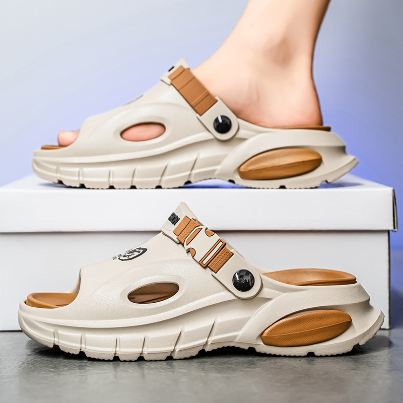 En verano, use sandalias y zapatillas de alta gama de suela gruesa 2025, sandalias y zapatillas antideslizantes de playa transfronteriza para hombres
