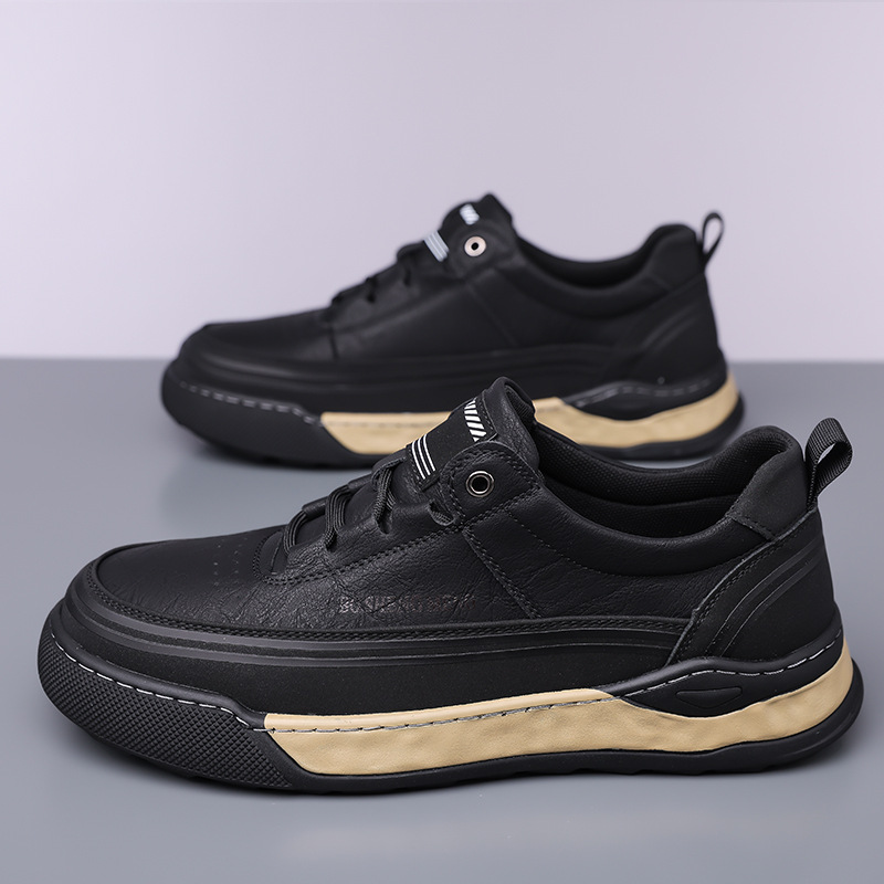 Men's Casual Breathable Work Shoes With Thick Soft Sole Lace Up_voghion.com