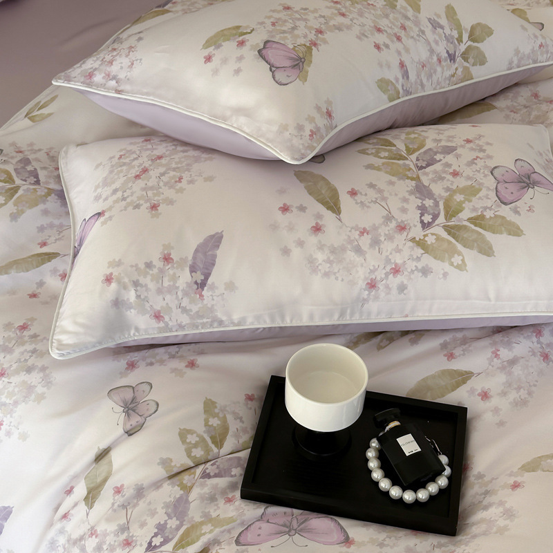 Housse de couette en soie glacée lyocell tencel ensemble été_voghion.com