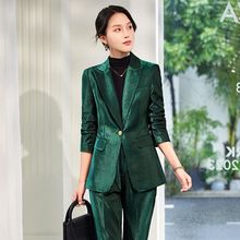 绿色西装外套女秋冬2025新款职业气质通勤休闲白领长袖西服裤套装