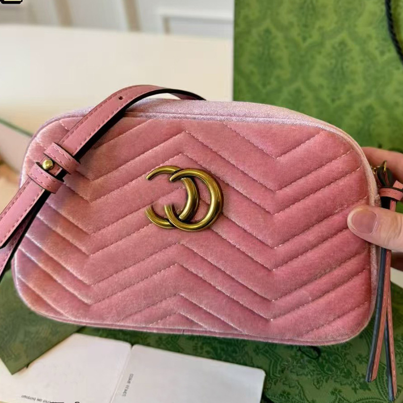 2025 New Autumn and Winter Velvet Marmont Camera Bag Wavy Quilted Chain Diagonal Small Square Bag Shoulder Bag