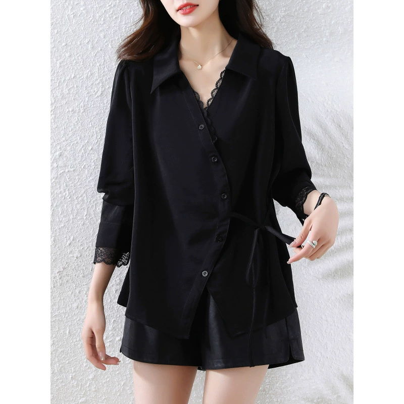 Новая коллекция Весна/Лето 2026: Модная повседневная свободная рубашка больших размеров для полных женщин, универсальная и стройнящая модель.