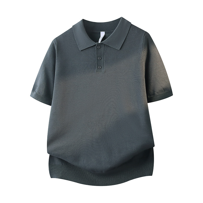 Polo camiseta de punto camiseta de manga corta hombre negocio delgado camiseta de hielo al por mayor verano fresco negocio