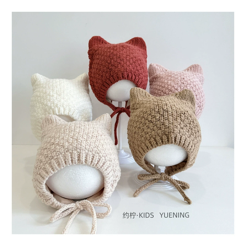 Children's woolen cute knitted keep warm knitted hat for early age, western style