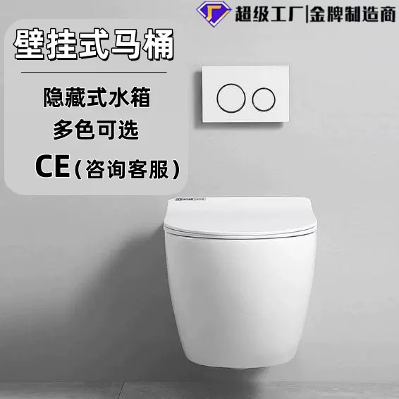 工厂外贸墙排壁挂式陶瓷马桶挂墙坐便器家用隐藏水箱小户型卫生间