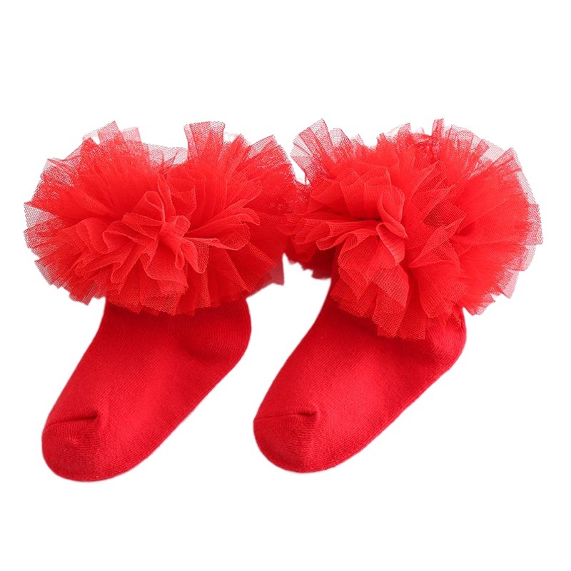 Nuevos calcetines de encaje para niños bebé estilo coreano de moda calcetines de encaje grandes calcetines de baile de encaje de primavera y otoño para niñas calcetines de moda para bebés para niñas