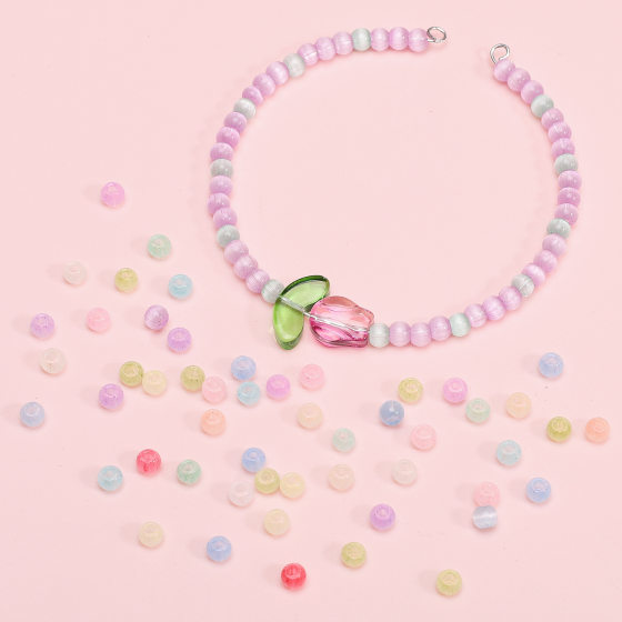 4mm Macaron Brushed Cat's Eye Glass Rice Beads Handmade DIY Beaded Loosely Beaded Bracelet Necklace Accessories Material