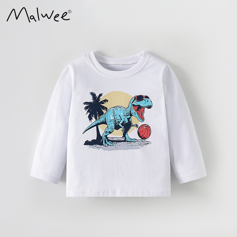 Malwee camiseta de leggings para niños de otoño nuevo estilo europeo y americano para niños de media edad Casual cuello redondo camiseta de manga larga para niños ropa superior