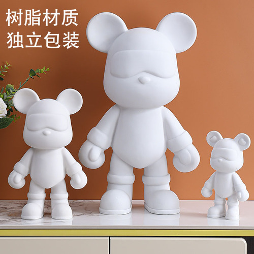 Cool bear white embryo wholesale fluid live broadcast room same resin cool white embryo piggy bank diy mini bear