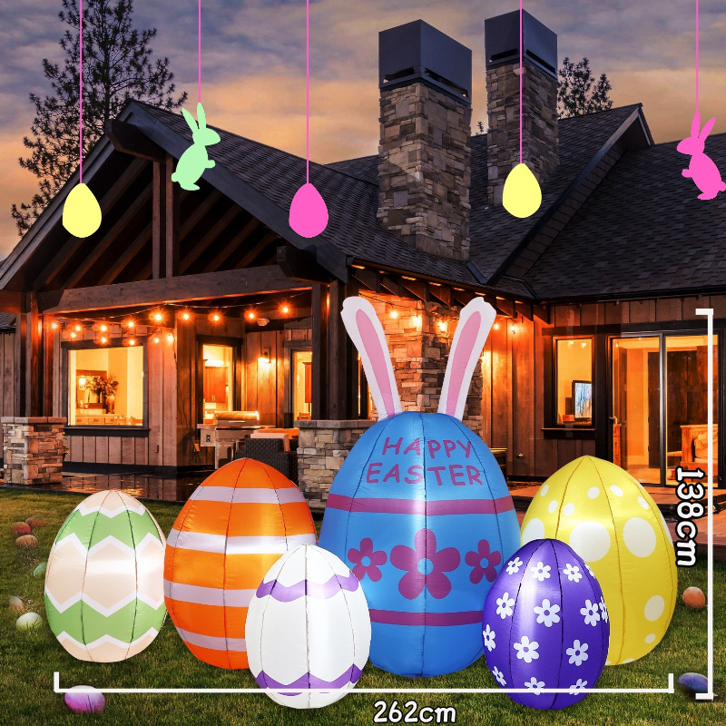 Decoración infláble transfronteriza de Pascua 2.. 6m huevo luminoso seis decoraciones de luz de patio