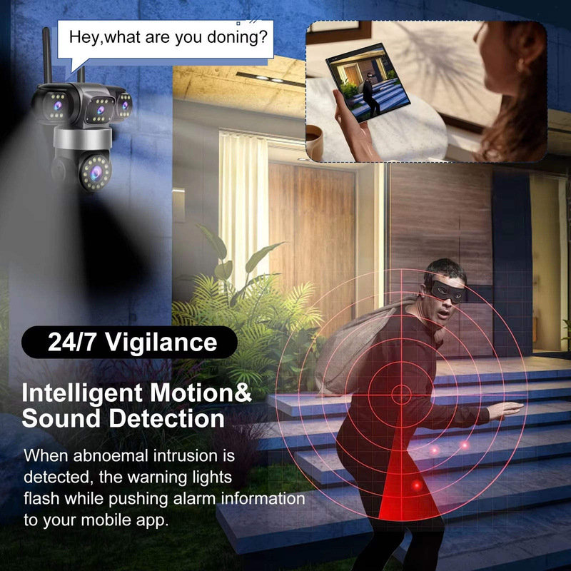 WiFi surveillance camera 4-view HD night vision PTZ