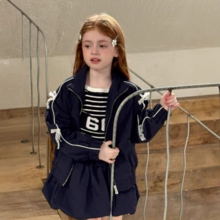 女童防风夹克套装儿童蝴蝶结风衣夹克套装2025秋季新款女童冲锋衣