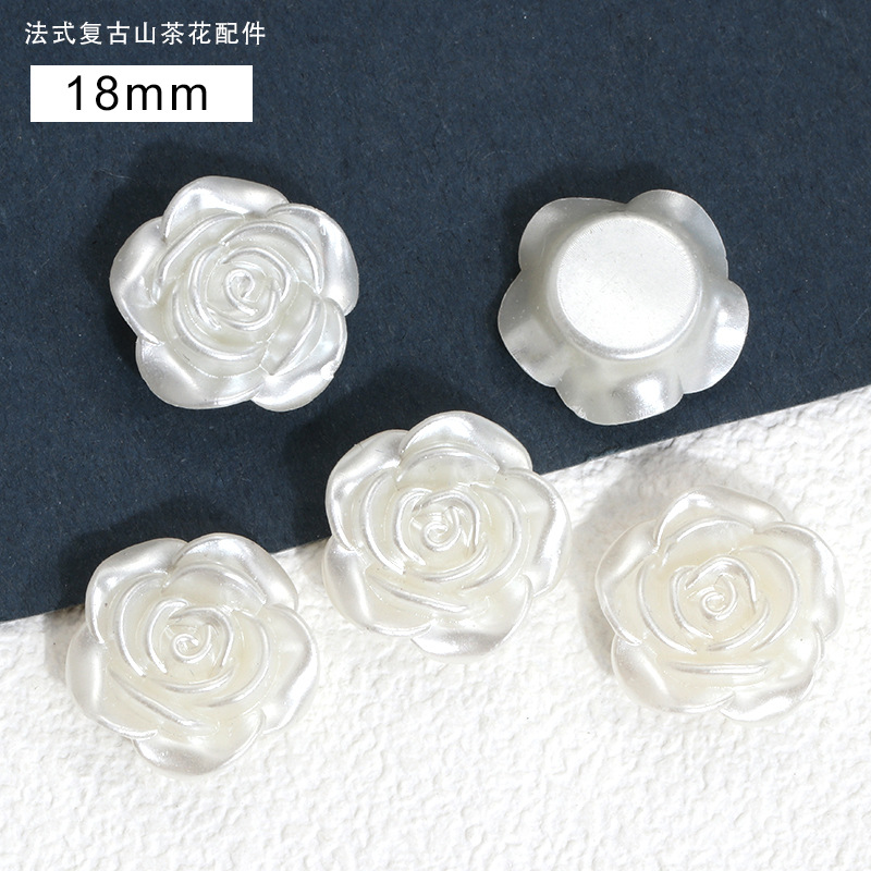 Resalte ABS perla de imitación con agujero beige camelia horquilla joyería accesorios para el cabello perlas de bricolaje al por mayor accesorios Yake