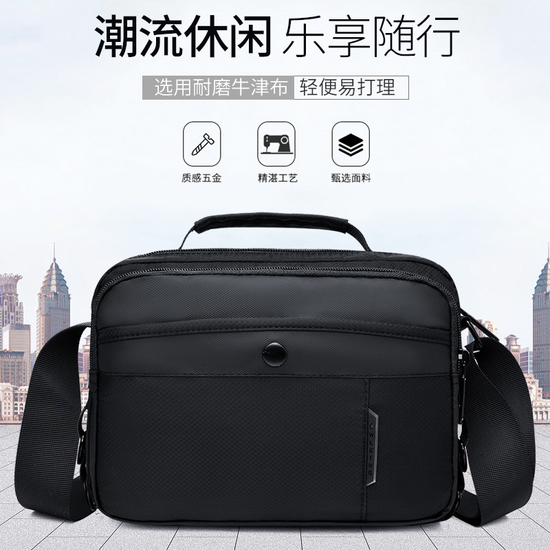 Men's Multi-compartment Single-shoulder Crossbody Bag Portable Casual Nylon Oxford Cloth Large-capacity Outdoor Travel Business Bag
