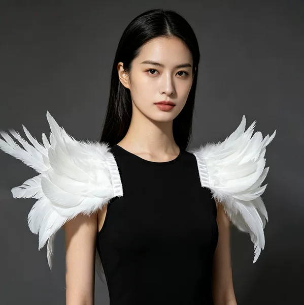 Stage Performance Costumes, Photography Props, Clothing, Dark Photography, European and American Cross-Border Feather Shawls, Black and White Feather Decorations