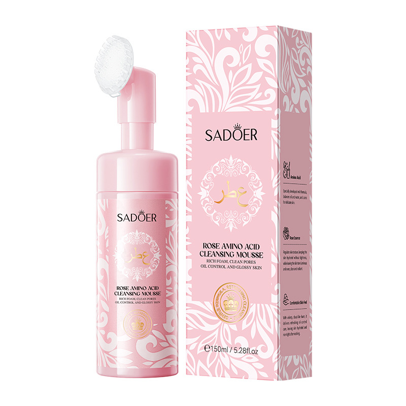 Espuma limpiadora facial SADOER pure English con aminoácidos de plantas y frutas, con cabezal de cepillo, venta al por mayor para comercio exterior transfronterizo.