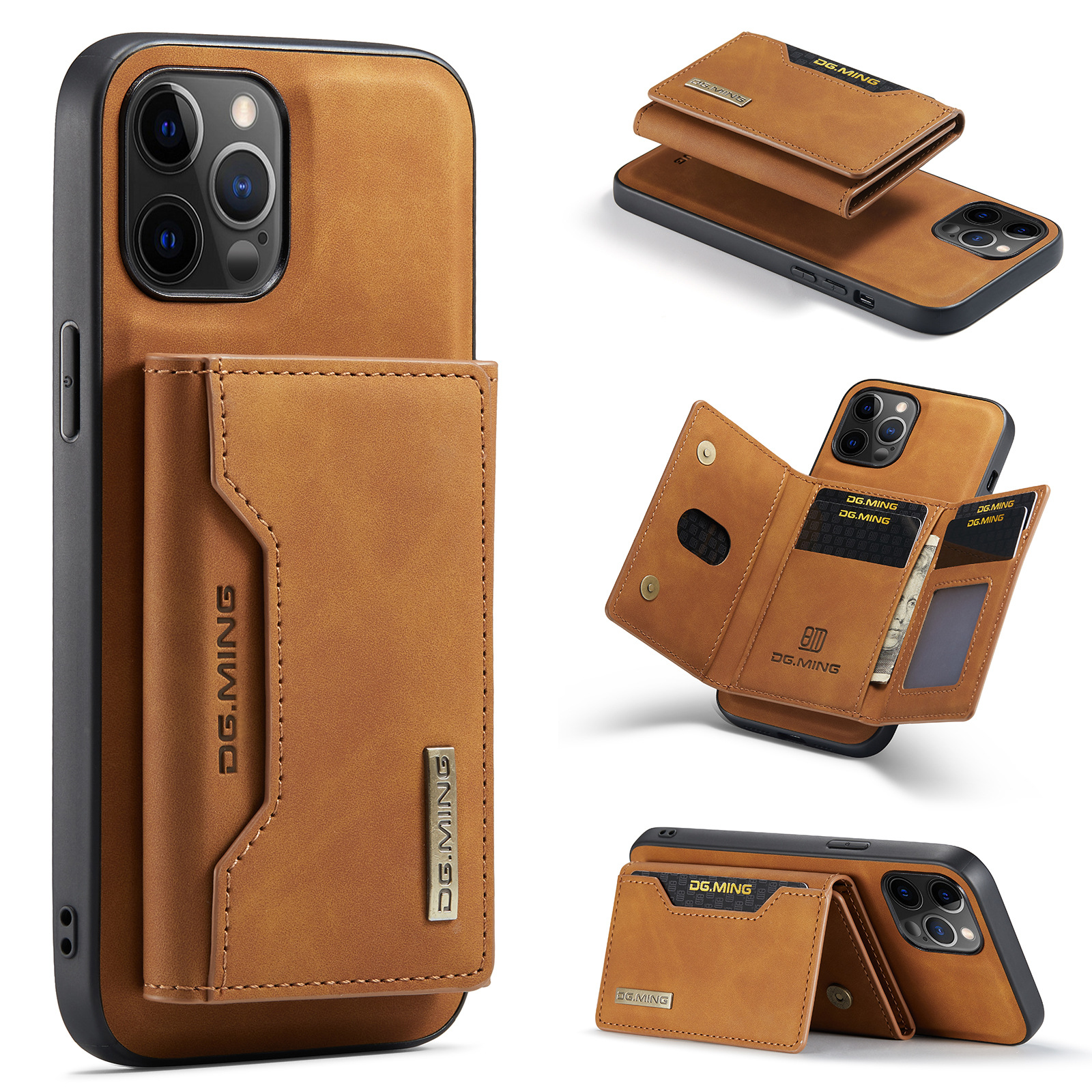 The New M2 Is Suitable For Apple 12 Card Mobile Phone Shell IPhone13 Bracket Separation Mobile Phone Leather Case Magnetic Card Bag