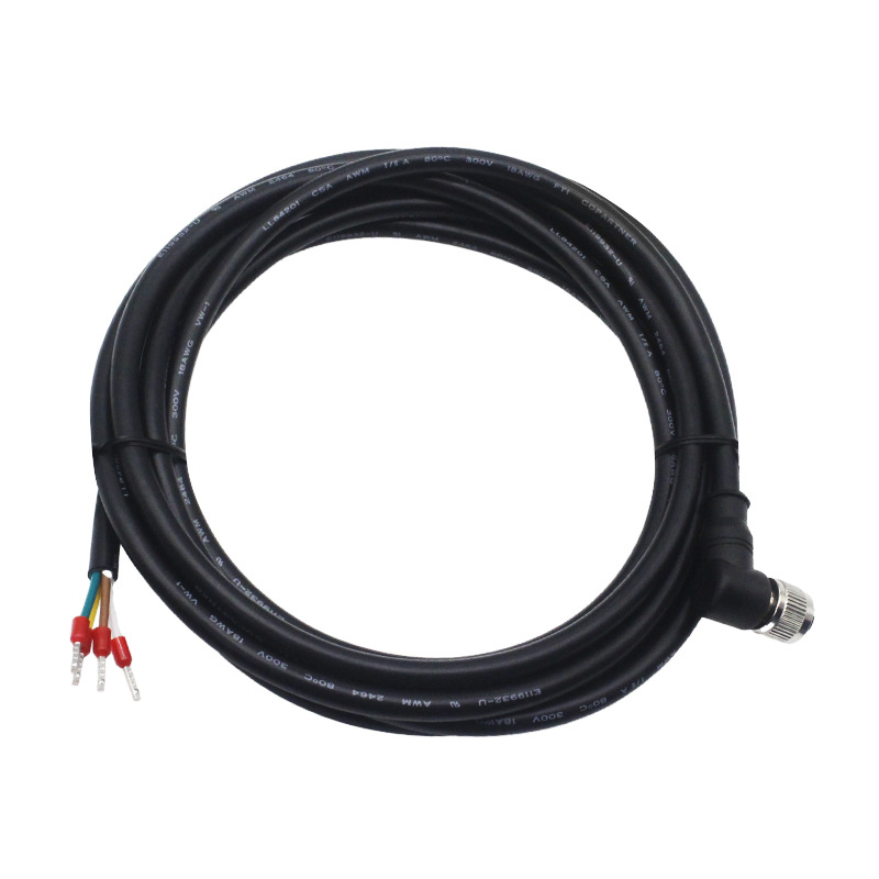 M12 4P FEMALE A-CODE 90° TO OPEN