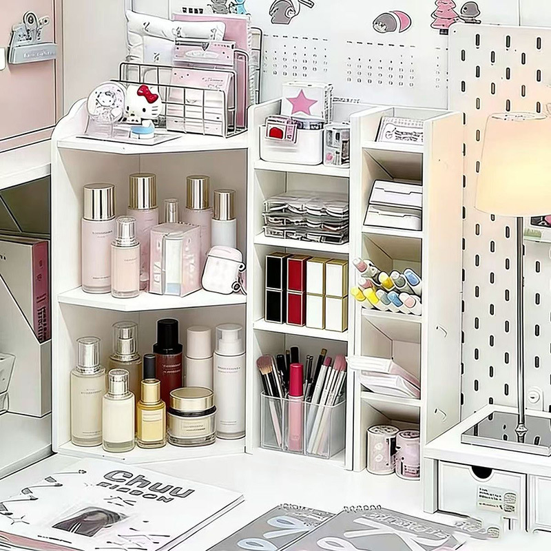 Student Dormitory Workstation Desktop Cosmetics Corner Shelf Storage Desk Organizer Transformation