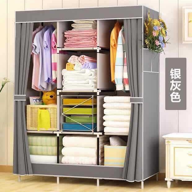 Armario simple no tejido plegable armario de tela gran combinación de metal 130 armario simple montaje armario fábrica