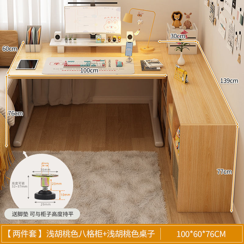 Escritorio de computadora, escritorio, estantería, escritorio en casa para estudiantes, escritorio de oficina de aprendizaje para niños, dormitorio en forma de L, niñas