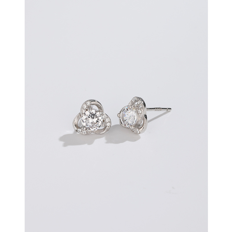 925 pendientes de plata esterlina trébol de verano femenino nicho diseño pendientes de flores con incrustaciones de circón pendientes de temperamento de alta calidad