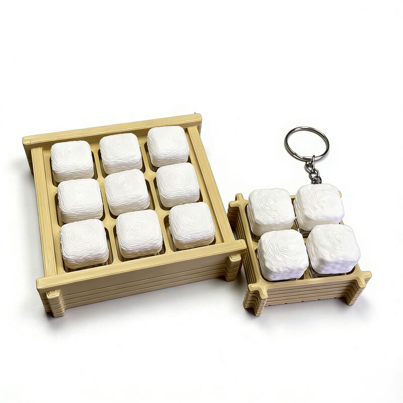 New 3D Printed Office Desk Stress-Relief Moldy Tofu Clicker Keychain Stress-Relief Button Keychain