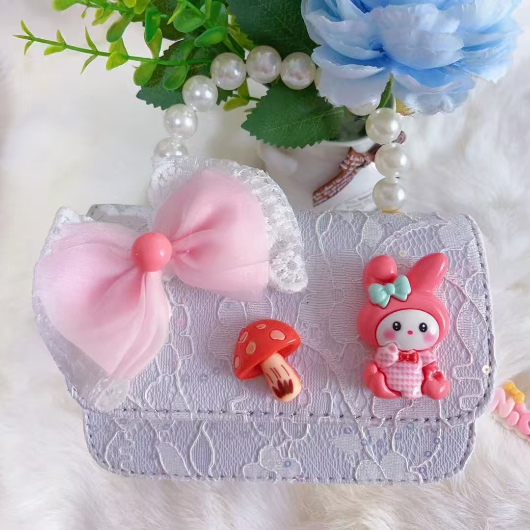 Bolso de mano de perlas bolso de princesa arco bolso de hombro de Año Nuevo bolso de cadena bolso de niños de viento fragante