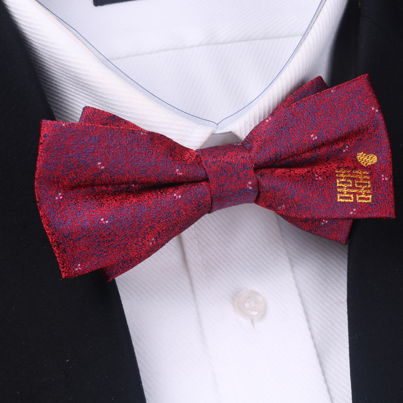 버건디 네이비 블루 패턴 Fangxi 나비 넥타이