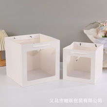 正方形礼品袋生日伴手礼包装袋情人节鲜花手提袋烘焙蛋糕白卡纸袋