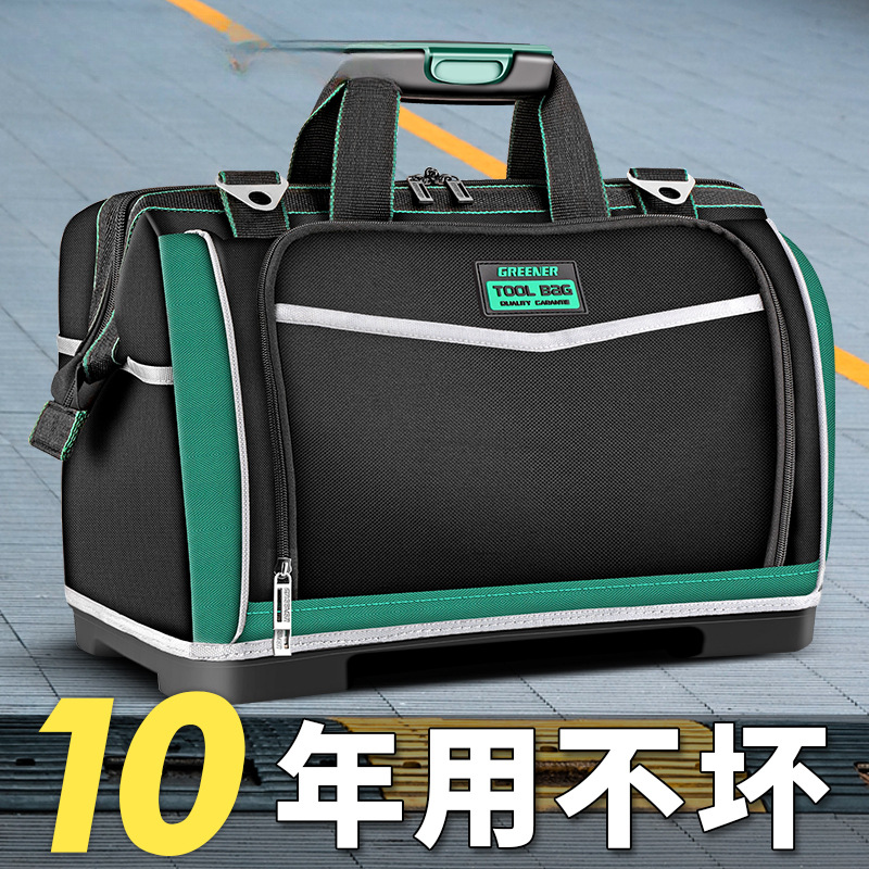 Kit de herramientas de bosque verde resistente y duradero, mantenimiento de bolsa de almacenamiento de lona eléctrica, portátil multifuncional de madera extragrande portátil