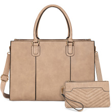 优质复古PU防水2件套耐磨女包笔记本电脑包女大容量手提包单肩包