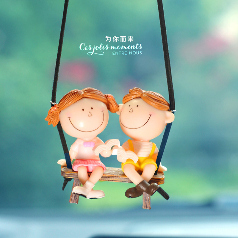 Swing Duck Series Pareja de dibujos animados Espejo retrovisor de coche colgante
