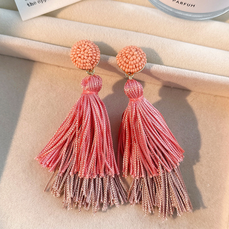 Bohemian Classic Style Geometric Cloth Tassel Women's Drop Earrings display picture 5