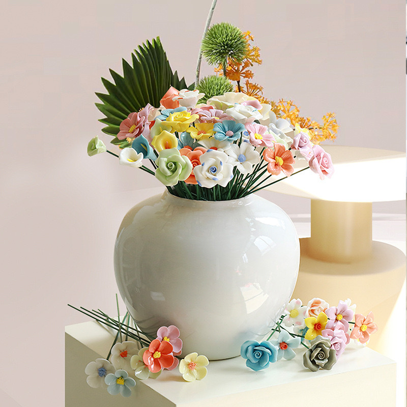 セラミックフラワー景徳鎮高温手作り造花不滅の花の装飾クリエイティブギフト家の装飾|undefined