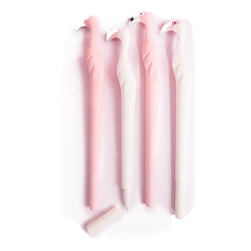 En línea rojo creativo Flamingo modelado pluma negro 0,5mm lindo dibujos animados gel pluma estudiante Oficina suministros al por mayor