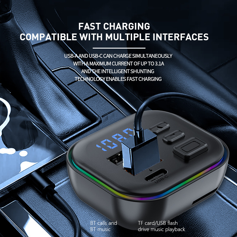 车载蓝牙MP3播放器5V3A免提通话汽车FM发射器车载手机双USB车充|undefined