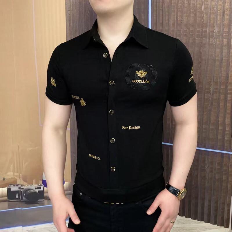 立襟氷糸半袖tシャツ男性青年潮牌半ファスナーが冷えています。|undefined
