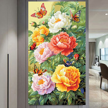 牡丹花开富贵十字绣2025新款客厅高级感小件玄关卧室餐厅手工刺绣