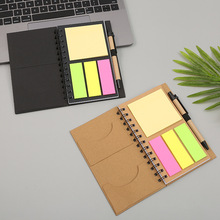 新款线圈笔记本广告商务牛皮纸笔记本创意便利贴组合记事本