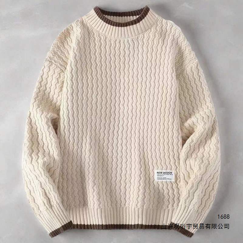 New autumn and winter sweater, loose-fitting, round neck, solid color, men's, student style, thickened for warmth, trendy base layer New autumn and winter sweater, loose-fitting, round neck, solid color, men's, student style, thickened for warmth, trendy base layer