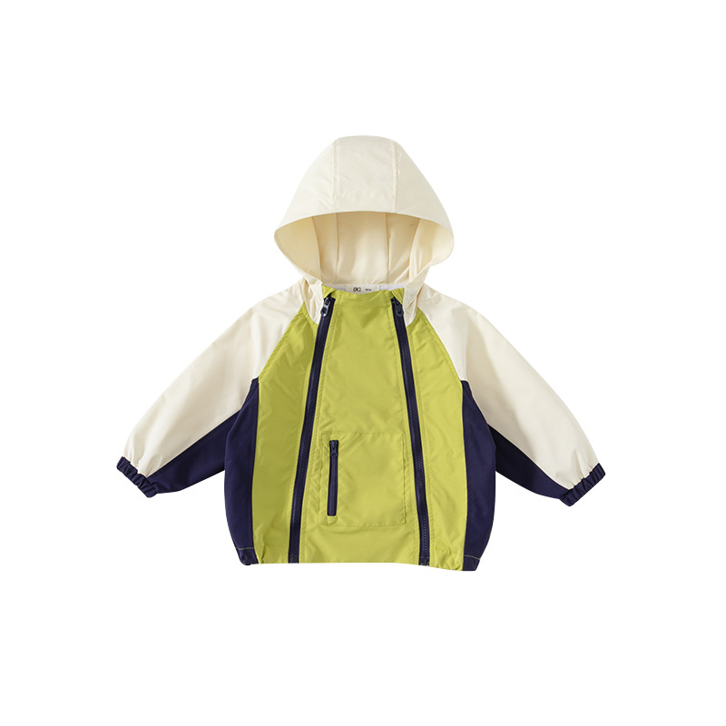 D procesamiento personalizado chaqueta de niño 2025 primavera y otoño casual chaqueta de contraste de color para niños con capuz cardigan a prueba de viento