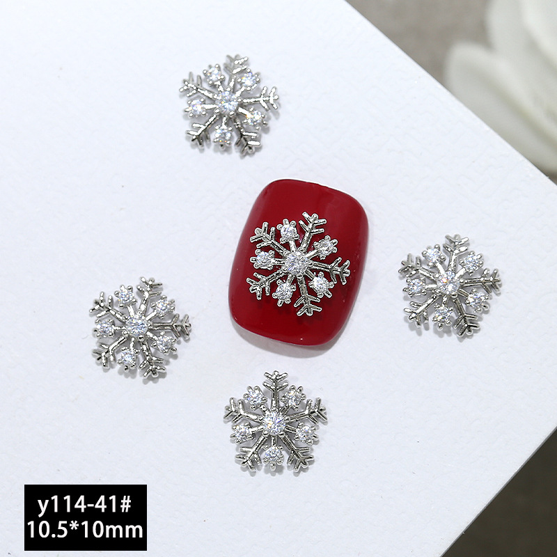 Nueva Luz de lujo de plata de Navidad ZIRCON accesorios de uñas flash de alto grado de copo de nieve ELK nail diamante joyería al por mayor