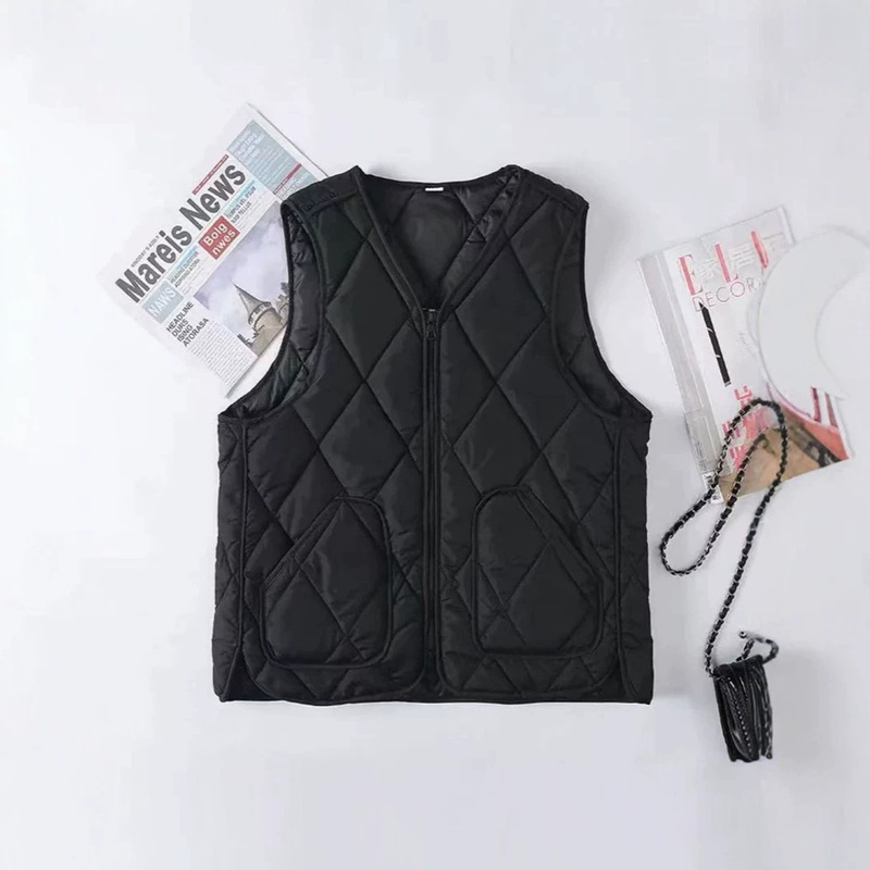New Autumn and Winter down Cotton Short-Sleeved Vest for Women, Fleece-Lined Short Warm Vest, Outerwear for Middle-Aged and Elderly People