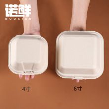 一次性纸浆汉堡盒可定制环保可降解支持印刷四寸六寸汉堡盒食品级