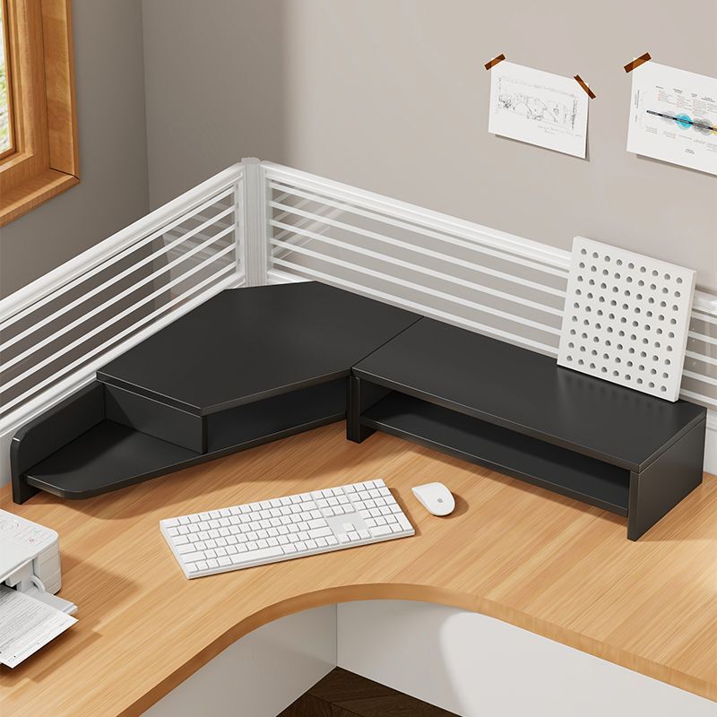 Minimalist Black Corner Monitor Riser, Office Desk Corner Storage Rack, Dual-Screen Computer Elevated Storage Shelf Minimalist Black Corner Monitor Riser, Office Desk Corner Storage Rack, Dual-Screen Computer Elevated Storage Shelf